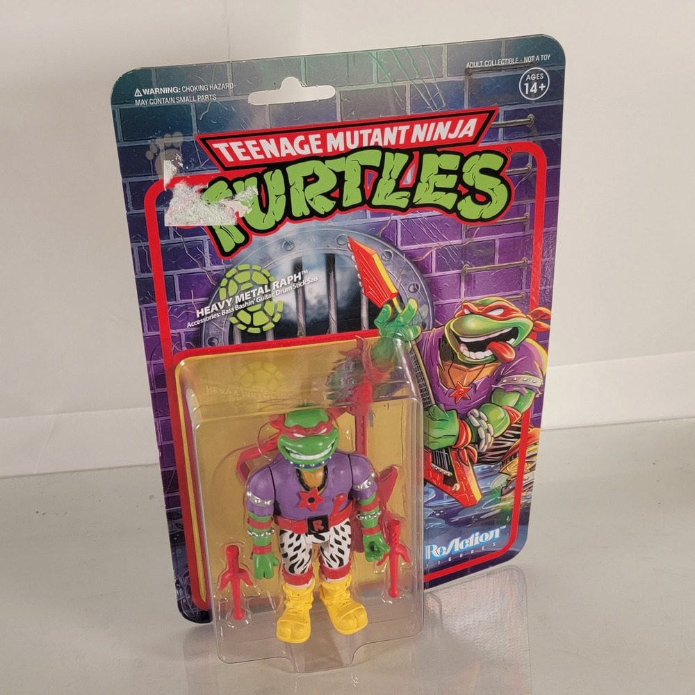 TMNT ReAction Heavy Metal‎ Raph Figure Super7 Nickelodeon 2022 Damaged Card